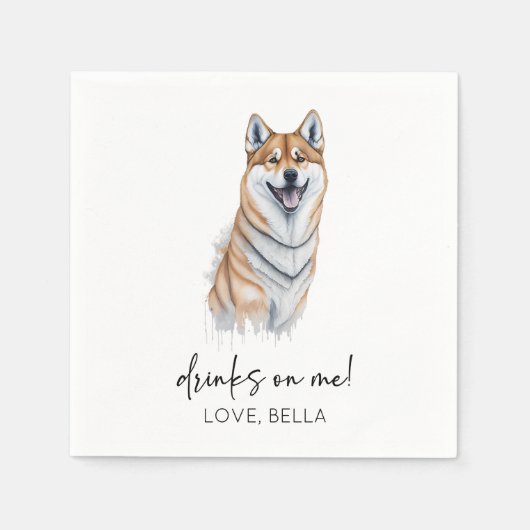 Trinke auf mich! Shiba Inu Dog Pet Wedding Serviette (Vorderseite)