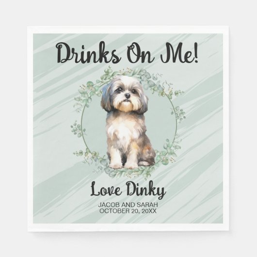 Trinke auf mich! Shih Tzu Dog Hochzeitstier Serviette (Vorderseite)