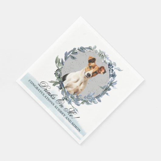 Trinke auf mich! Smooth Fox Terrier Hunde Hochzeit Serviette (Ecke)