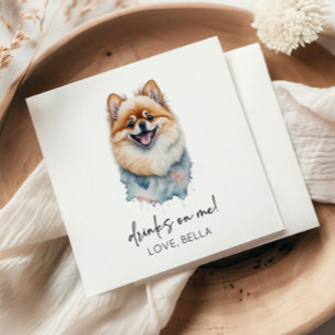 Trinke auf mich! Spitz Dog Pet Hochzeit Serviette