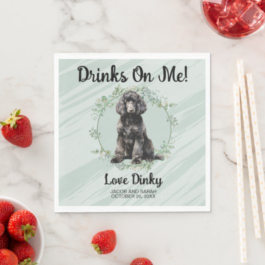 Trinke auf mich! Standard Poodle Dog Hochzeitstipp Serviette (Beispiel)