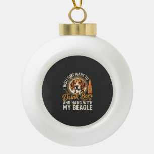 Trinke Bier Beagle Hund Craft Ale Flasche Hopfen Keramik Kugel-Ornament