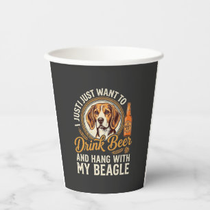 Trinke Bier Beagle Hund Craft Ale Flasche Hopfen Pappbecher