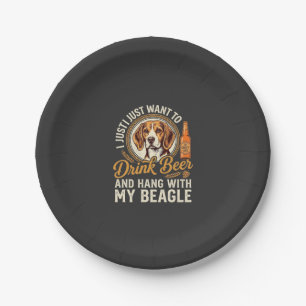 Trinke Bier Beagle Hund Craft Ale Flasche Hopfen Pappteller