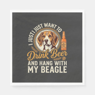 Trinke Bier Beagle Hund Craft Ale Flasche Hopfen Serviette