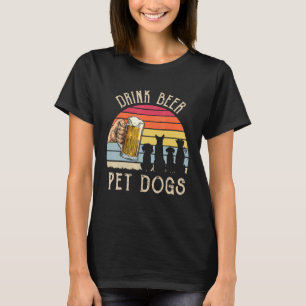 Trinke Bier, streichle Hunde, Vintage Retro Sonnen T-Shirt