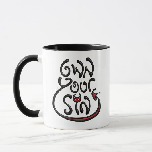 Trinke deine Sünde mit Stolz Tasse (Links)