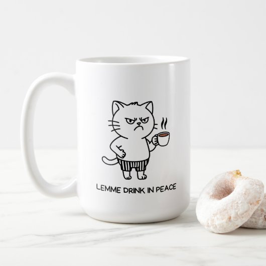 Trinke in Frieden Introvertierter Kaffee Grumpy Ca Kaffeetasse (Mit Donut)