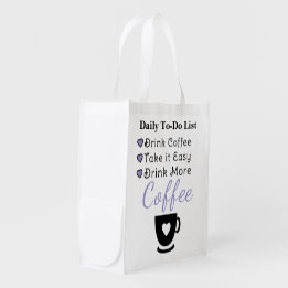 Trinke mehr Kaffee lila Wiederverwendbare Einkaufstasche