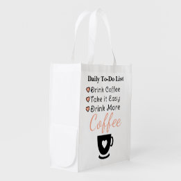 Trinke mehr Kaffee Pfirsich Wiederverwendbare Einkaufstasche