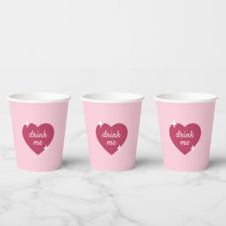 Trinke Mich Rosa Retro Galentines Tag Party Pappbecher