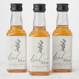 Trinke Mich Vintage Alice im Wunderland Hochzeit Alkoholflaschenetikett