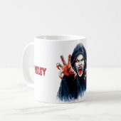 Trinke nie Tea Gothic Vampiress Funny Halloween Kaffeetasse (Vorderseite Links)