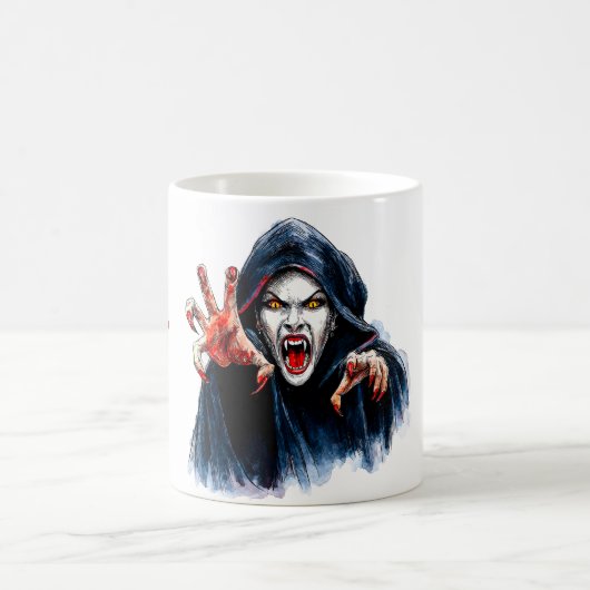 Trinke nie Tea Gothic Vampiress Funny Halloween Kaffeetasse (Mittel)