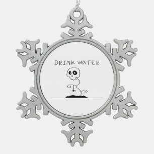 Trinke Wasser - Iss, Trinke und sei gruselig Retro Schneeflocken Zinn-Ornament