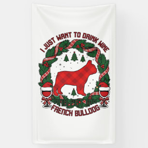 Trinke Wein Französische Bulldogge Hund Rot karier Banner