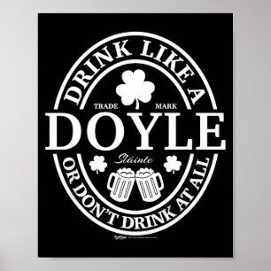 Trinke wie ein Doyle Shamrock St Patricks Day Poster