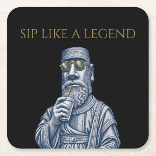 Trinke wie ein Legende Vintage Art Schwarzer Papie Rechteckiger Pappuntersetzer