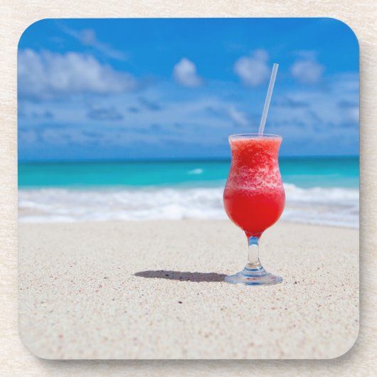 Trinken am Strand Getränkeuntersetzer (Vorderseite)