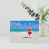 Trinken am Strand Postkarte (Stehend Vorderseite)