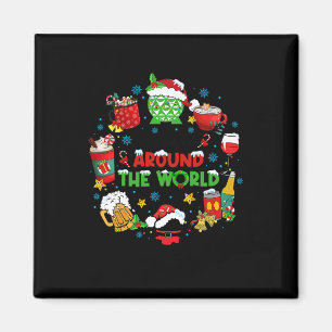 Trinken auf der ganzen Welt Familienweihnachtsferi Magnet