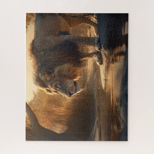 Trinken aus dem Wasserloch Lion Jigsaw Puzzle (Vertikal)