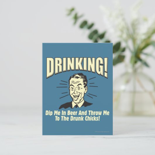 Trinken: Betrunkene Schläger mit Bierwürfeln Postkarte (Stehend Vorderseite)