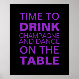 Trinken Champagner Party Poster in Lila