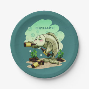 Trinken Fisch individuelle Name Papier Teller