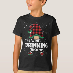 Trinken Gnome Buffalo Kariert Matching Weihnachten T-Shirt