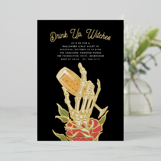 Trinken, Hexen | HALLOWEEN-PARTY Folieneinladung (Stehend vorne)