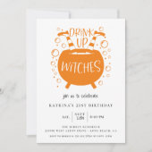 Trinken Hexen Halloween Thema Geburtstag Einladung (Vorderseite)