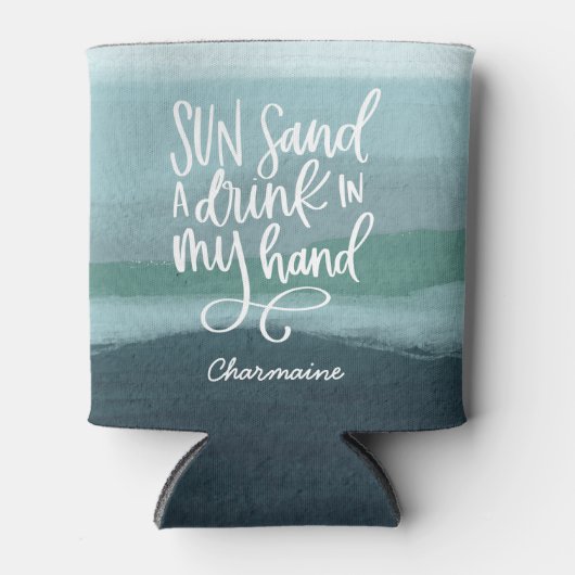 Trinken in meiner Hand | Custom Blue Abstrakt Art Dosenkühler (Vorderseite)