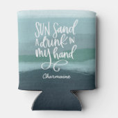 Trinken in meiner Hand | Custom Blue Abstrakt Art Dosenkühler (Rückseite)