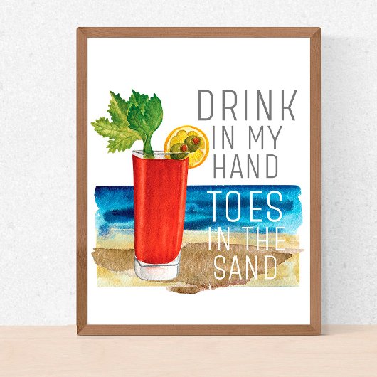 Trinken in meiner Hand Zitat Nautical Beach Sommer Poster