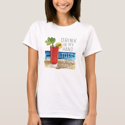 Trinken in meiner Hand Zitat Nautical Beach Sommer T-Shirt (Vorderseite)
