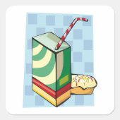 Trinken mit einem Strohaufkleber Quadratischer Aufkleber (Vorderseite)