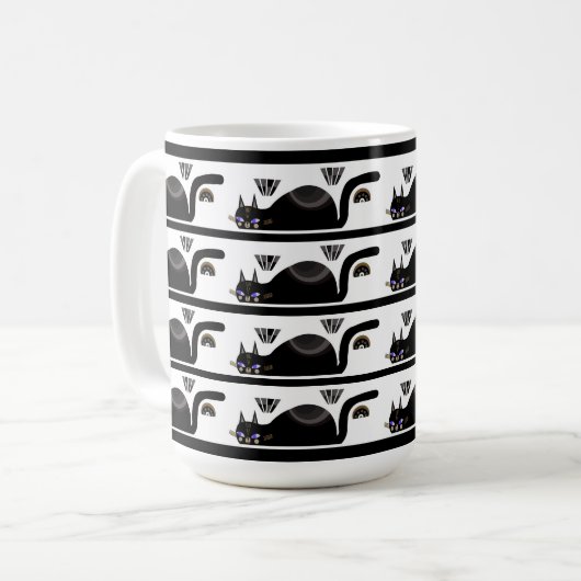 Trinken mit schwarzen Katzen Kaffeetasse (Vorderseite Links)