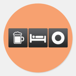 Trinken, Schlafen und Vinyl-Platten Runder Aufkleber