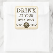 Trinken Sie auf eigene Gefahr Halloween-Warnschild Quadratischer Aufkleber (Tasche)