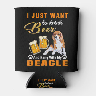 Trinken Sie Bier und halten Sie mit meinem Beagle  Dosenkühler