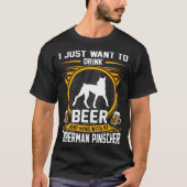 Trinken Sie Bier und halten Sie mit meinem Doberma T-Shirt (Vorderseite)