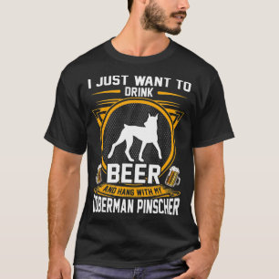 Trinken Sie Bier und halten Sie mit meinem Doberma T-Shirt
