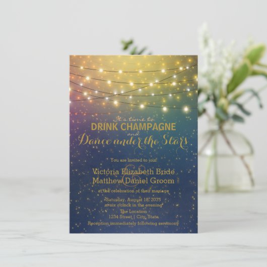 Trinken Sie Champagner-Tanz unter den Sternen Hoch Einladung (Stehend Vorderseite)