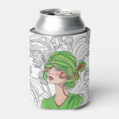 Trinken Sie Coolere grüne Flapper Girl Dosenkühler (Kanne Vorderseite)