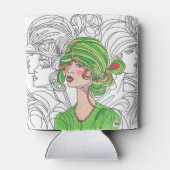 Trinken Sie Coolere grüne Flapper Girl Dosenkühler (Rückseite)
