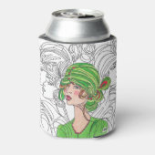 Trinken Sie Coolere grüne Flapper Girl Dosenkühler (Kanne Rückseite)