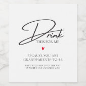 Trinken Sie das für Me Funny Baby Ankündigung Weinetikett (Einzelnes Label)