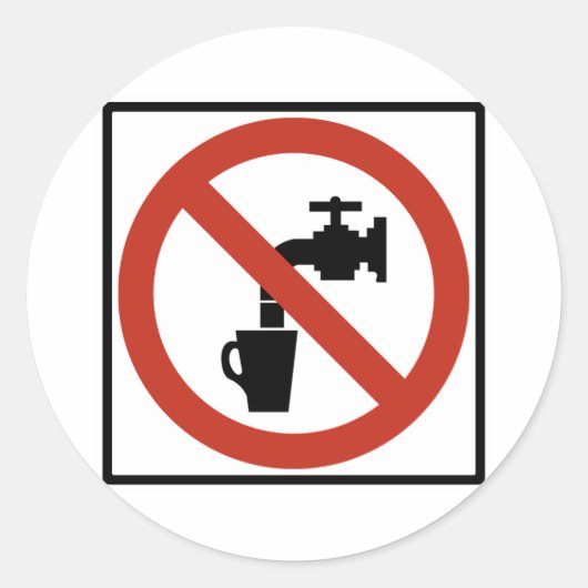 Trinken Sie das Zeichen der Wasserstraße nicht Runder Aufkleber (Vorderseite)