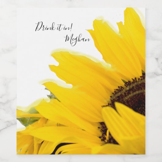 Trinken Sie es in Sonnenblumen Weinetikett (Einzelnes Label)